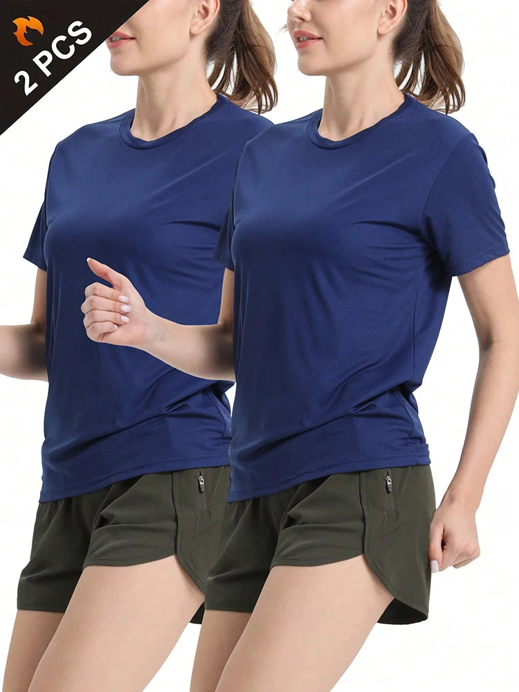 2Pcs Women's Quick Dry Sport T-Shirts