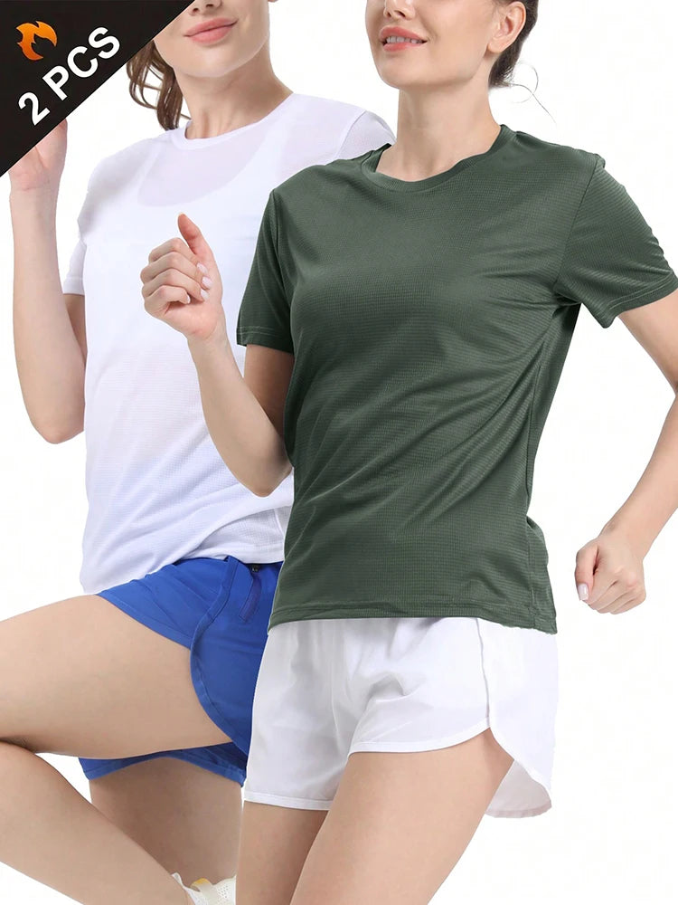 2Pcs Women's Quick Dry Sport T-Shirts