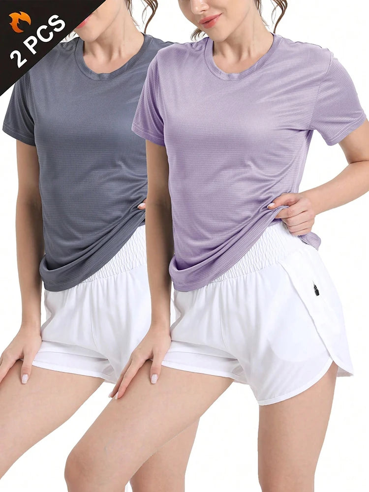 2Pcs Women's Quick Dry Sport T-Shirts